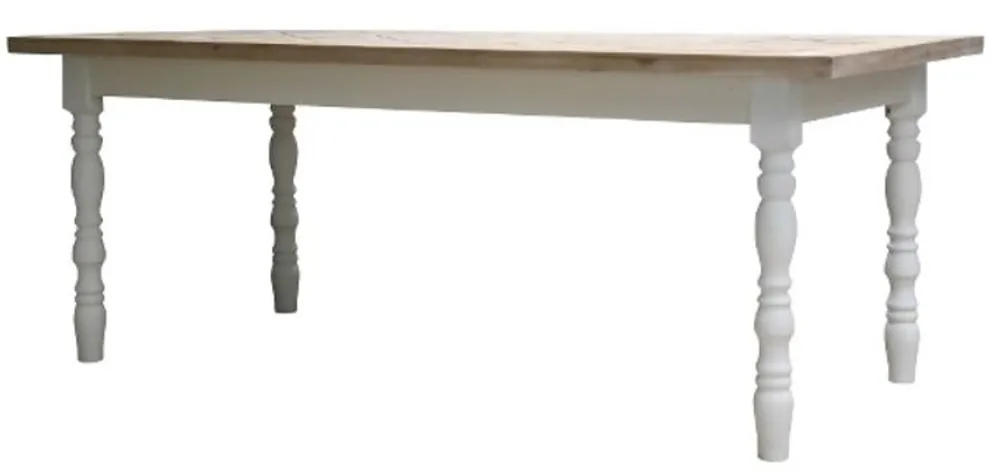 Knallerangebot Casa Padrino country style dining table white / natural 200 x 90 x H. 75 cm - Country Style Dining Room Furniture