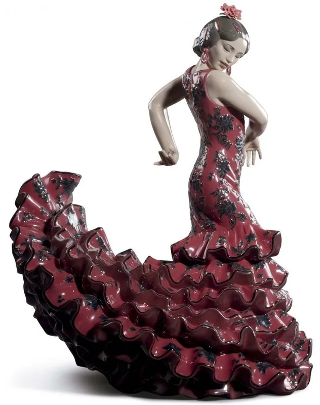 Casa Padrino Luxury Porcelain Sculpture Flamenco Woman Red 27 x H. 47 cm - Handmade Luxury Deco Figurine - Limited Edition Top-Preis