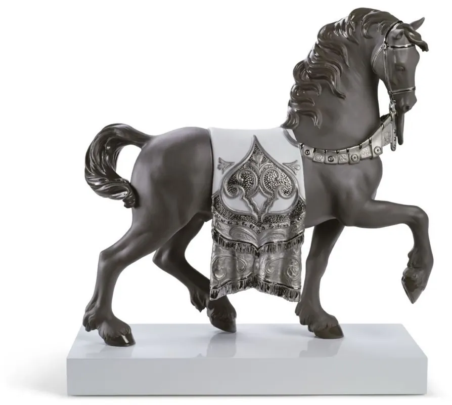 Casa Padrino Luxury Porcelain Royal Ross Gray / Silver 40 x H. 42 cm - Handmade Luxury Deco Horse Heißes Angebot