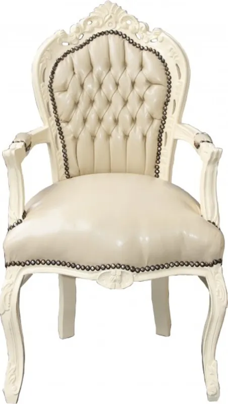 Top-Seller Casa Padrino Baroque Dinner Chair with armrests cream / cream