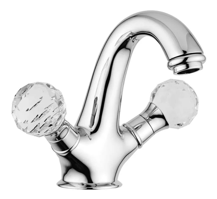 Luxury Washbasin Faucet with Swarovski Crystal Glass Silver 13.5 x H. 16.5 cm - Luxury Bathroom Accessories Made in Italy Finale Aktion