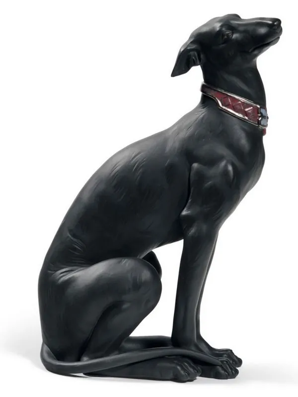 Begrenztes Angebot Casa Padrino Luxury Porcelain Sculpture Greyhound Black 11 x H. 30 cm - Handcrafted & Hand Painted Luxury Deco Figurine