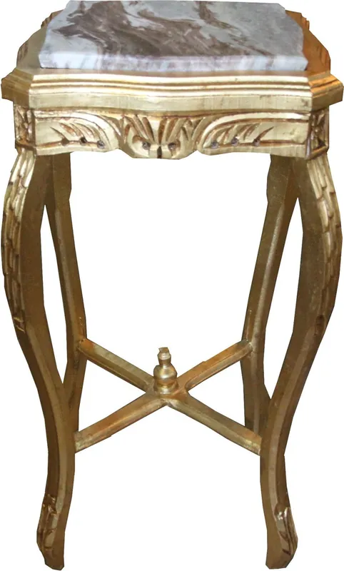 Casa Padrino Baroque Side Table Angular Gold with Marble Top 40 x 40 x H 72.5 cm Antique Style - Telephone Flower Table Sale