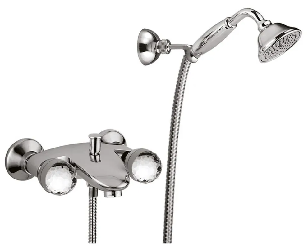 Top-Seller Luxury Bathroom Shower Set with Swarovski Crystal Glass Silver - Bath Shower Faucet Shower Set