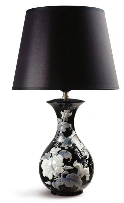 Casa Padrino Luxury Porcelain Table Lamp / Table Light Black Ø 30 x H. 51 cm - Luxury Quality Online Kaufen