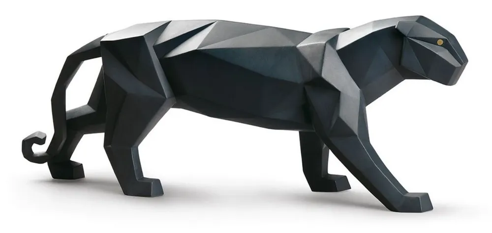 Wochenendangebot Casa Padrino Luxury Porcelain Panther Matt Black 50 x H. 19 cm - Handmade & Handpainted Deco Figurine