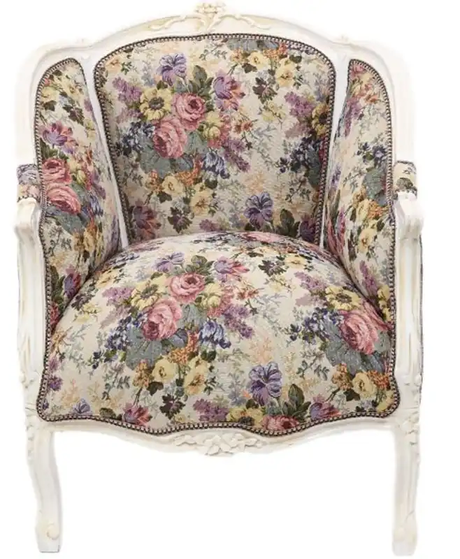 Casa Padrino Baroque lounge chair white / floral pattern 70 cm x H. 100cm - solid wood Angebot