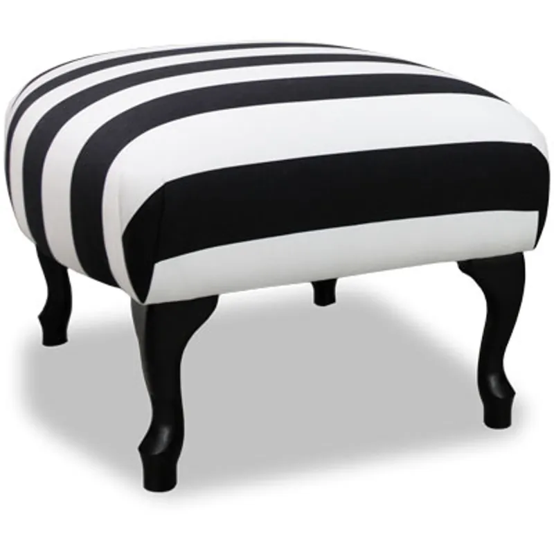 Casa Padrino Luxury Footstool Black / White Stripes / Black - Designer Style Stool - Furniture Preisknaller