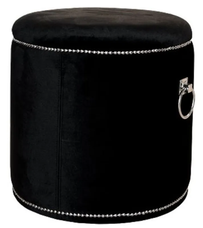 Casa Padrino Luxury Stool Black / Silver Ø 50 x H. 52 cm - Luxury Round Stool Begrenztes Angebot