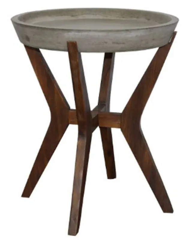 Schneller Versand Casa Padrino Garden Side Table Gray / Dark Brown Ø 46 x H. 54 cm - Garden Furniture