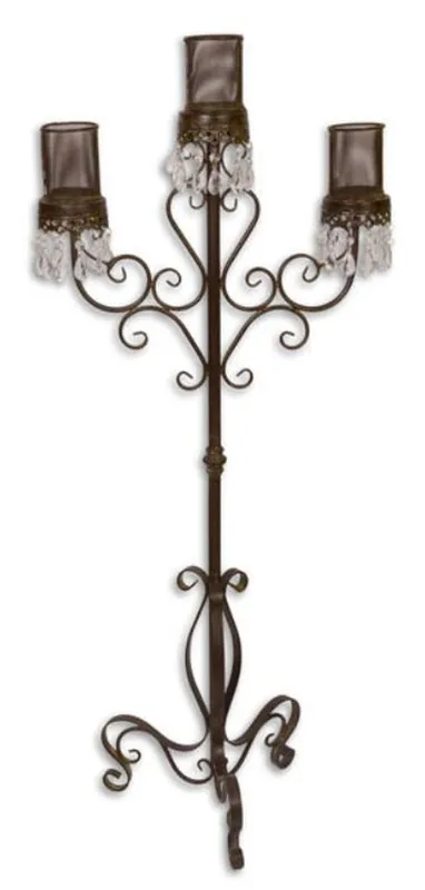 Casa Padrino Candle Holder / Candle Stick Brown 49 x 32 x H. 118 cm - Art Nouveau Garden Decoration Must-Have