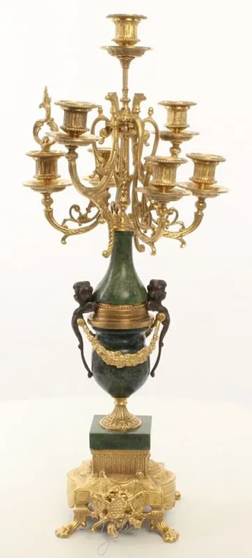 Casa Padrino Baroque Candle Holder Set Gold / Green 22 x 26 x H. 62.4 cm - Baroque Style Furniture Direktkauf