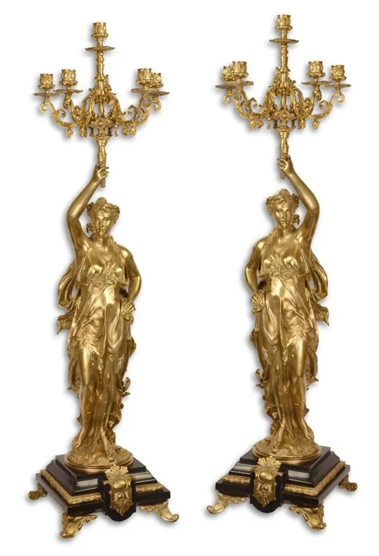 Casa Padrino Baroque Candlestick Set Gold / Black 33.5 x 26 x H. 100 cm - Baroque Furniture Kracherpreis