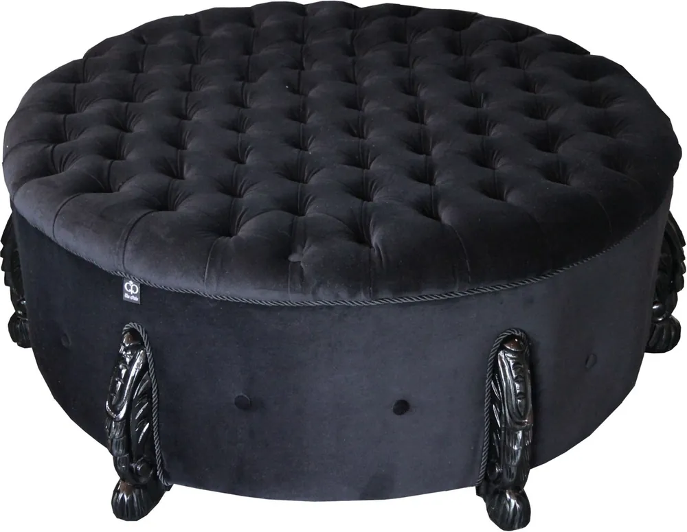 Aktuell Casa Padrino Huge Baroque Round Stool in Black / Black Diameter 107 cm - Luxury Hotel Furniture - Limited Edition
