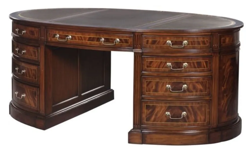 Must-Have Casa Padrino Luxury Partner Desk Brown / Green 180 x 102 x H. 76 cm - Mahogany Double Desk with 18 Drawers