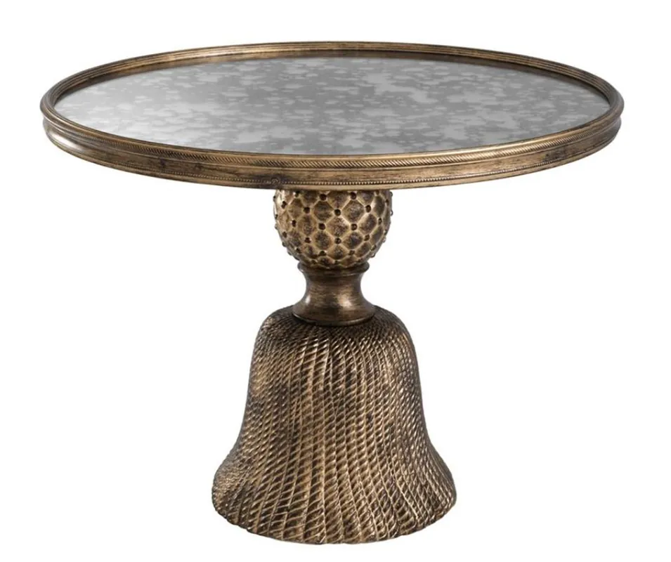 Nur Heute Casa Padrino luxury side table antique gold Ø 53.5 x H. 40 cm - Luxury Living Room Furniture