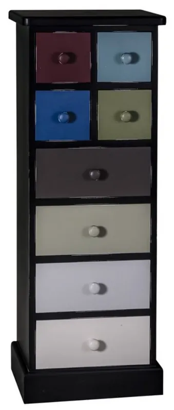 Saisonangebot Casa Padrino Country Syle Chest with 8 Drawers Black / Multicolor 46 x 36 x H. 122 cm - Country Style Furniture