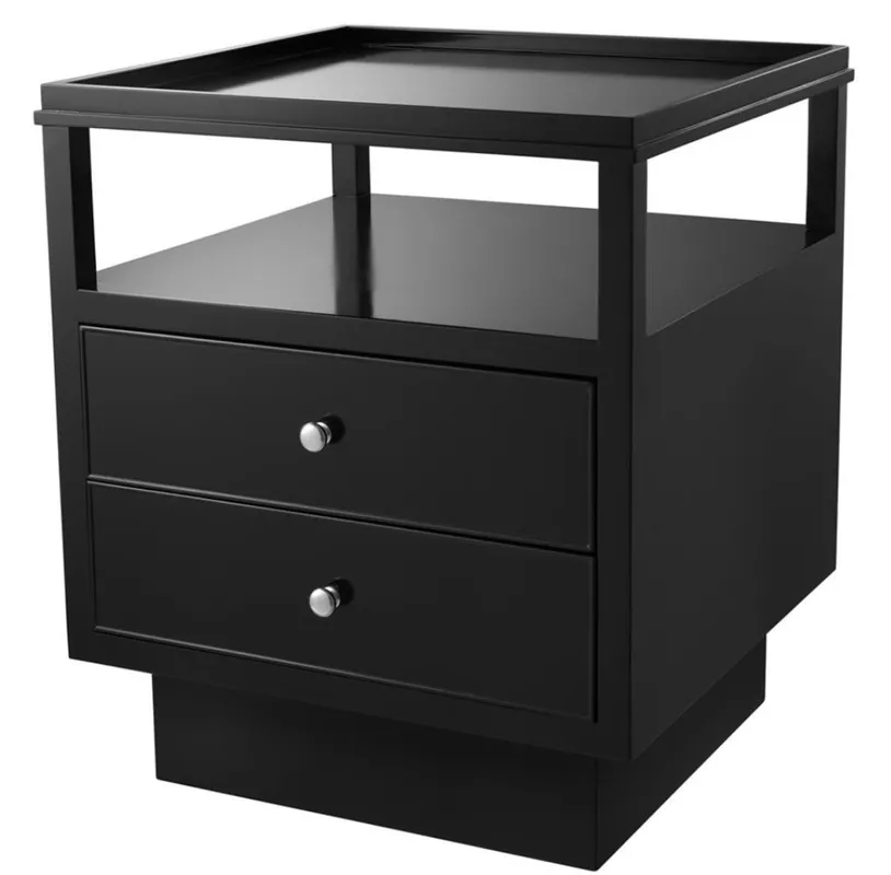 Aktuell Casa Padrino luxury mahogany bedside table with 2 drawers black / silver 57 x 55 x H. 61 cm - Luxury Bedroom Furniture