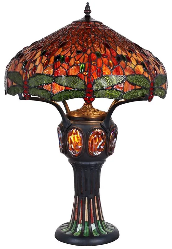 Casa Padrino Tiffany Table Lamp Black / Multicolour Ø 57.5 x H. 83 cm - Luxury Quality Finale Aktion