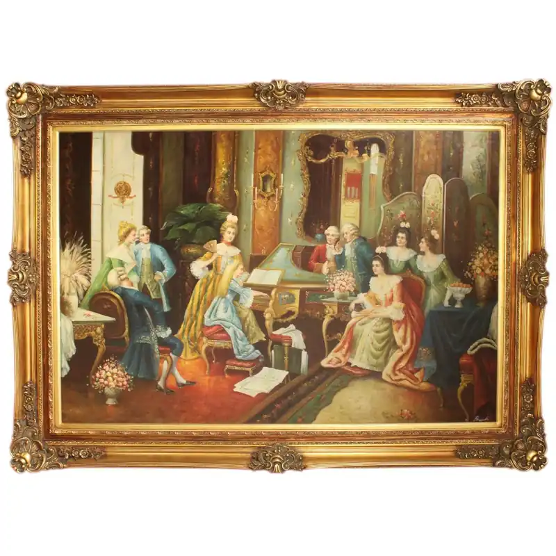 Huge Hand Painted Baroque Oil Painting Society Gold Pride Frame 225 x 165 x 10 cm - Massive Material Preisreduziert