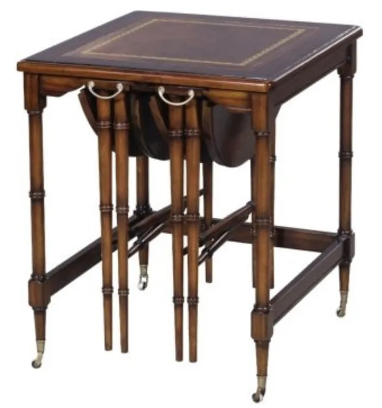 Expressversand Casa Padrino Luxury Mahogany Side Table Set Brown 48 x 48 x H. 59 cm - Hotel Furniture