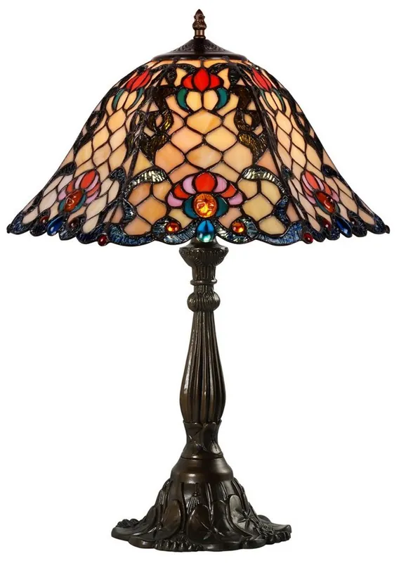 Casa Padrino Tiffany Table Lamp Multicolor Ø 44.5 x H. 61 cm - Handmade Luxury Table Light made of Glass Mosaic Pieces Neue Ware