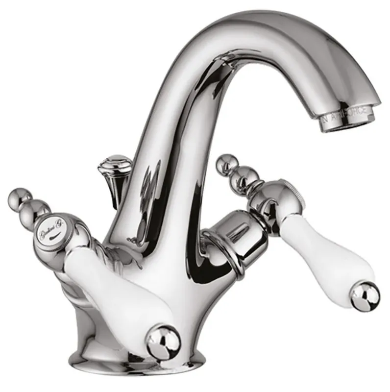 Art Nouveau Retro Washbasin Faucet Silver / White H. 16.5 cm - Washbasin Tap Made in Italy Sonderangebot