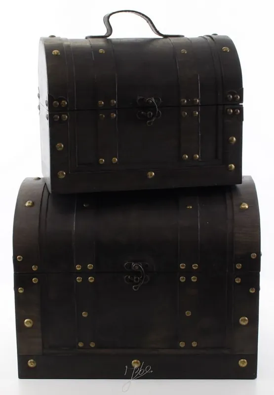 Top-Seller Casa Padrino Art Deco Wooden Lunchbox Set Black - Living Room Deco
