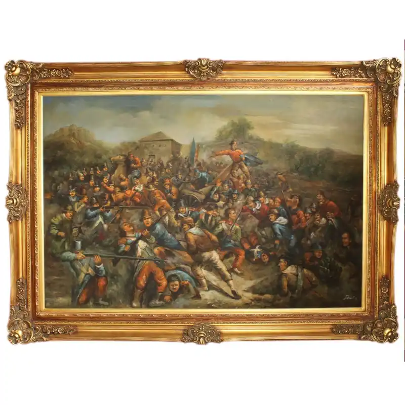 Huge Handpainted Baroque Oil Painting War Gold Mint Frame 225 x 165 x 10 cm - Massive Material Rabatt
