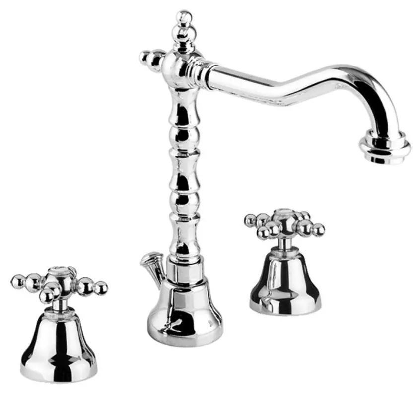 Angebot Art Nouveau retro three-hole basin mixer silver - Luxury Bathroom Basin Mixer