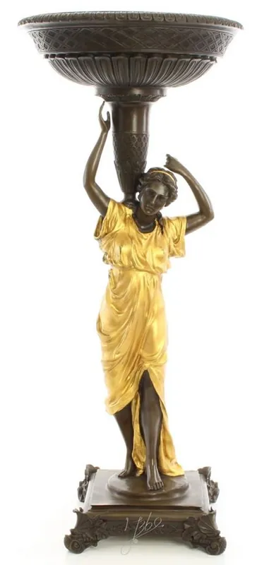 Casa Padrino Art Nouveau Flower Pot Stand Bronze / Gold 33.2 x 33.2 x H. 76.4 cm - Luxury Bronze Figure Sofort Bestellen