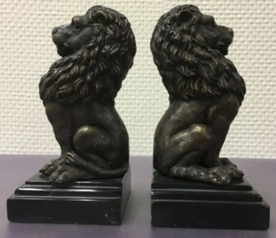 Jetzt Bestellen Casa Padrino luxury bookends set of 2 bronze lions 9 x 9 x H. 19 cm - Deco Bronze Figures with Marble Base