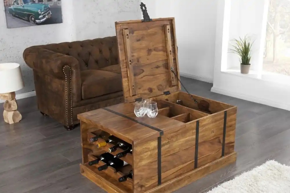 Casa Padrino designer solid wood coffee table nature 100 x H. 40 cm - home bar - living room table - unique Aktuell