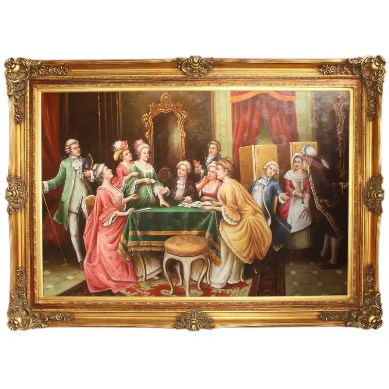 Giant Handpainted Baroque Oil Painting Board Games Gold Pride Frame 225 x 165 x 10 cm - Massive Material Sale