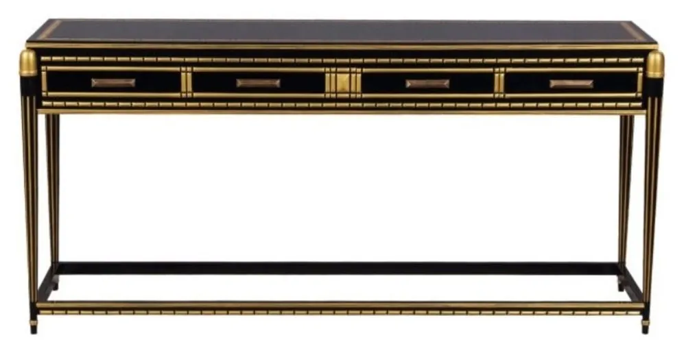 Casa Padrino luxury living room console table black / gold 171 x 46 x H. 80 cm - Luxury Console with 4 Drawers Meistverkauft