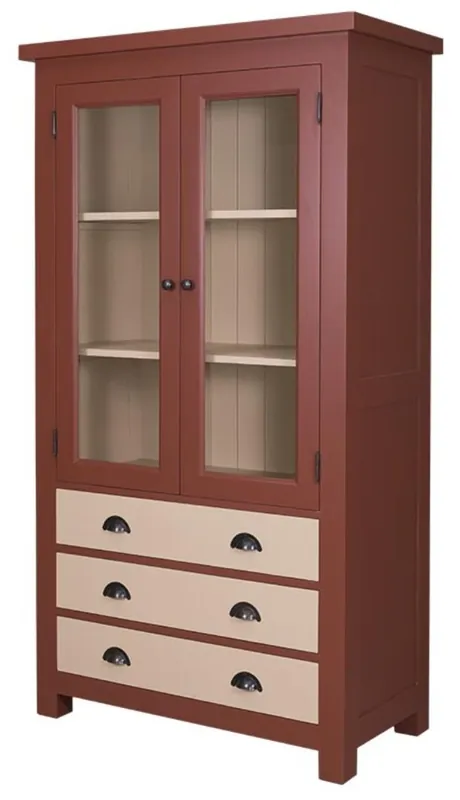 Casa Padrino country style kitchen cabinet red brown / cream 100 x 50 x H. 180 cm - Country Style Kitchen Furniture Billig