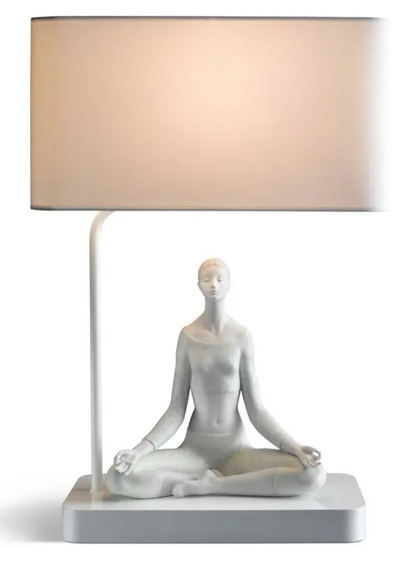 Beliebt Casa Padrino luxury table lamp gray / white 38 x 20 x H. 54 cm - Designer Table Lamp with Decorative Yoga Porcelain Figurine