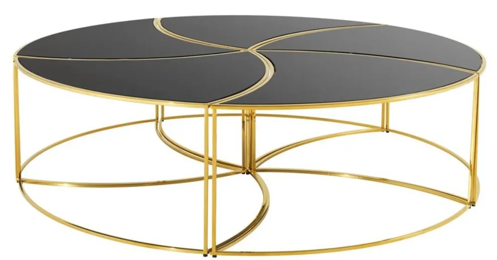 Casa Padrino luxury coffee table gold / black Ø 150 x H. 40 cm - Designer Living Room Furniture Kracherpreis