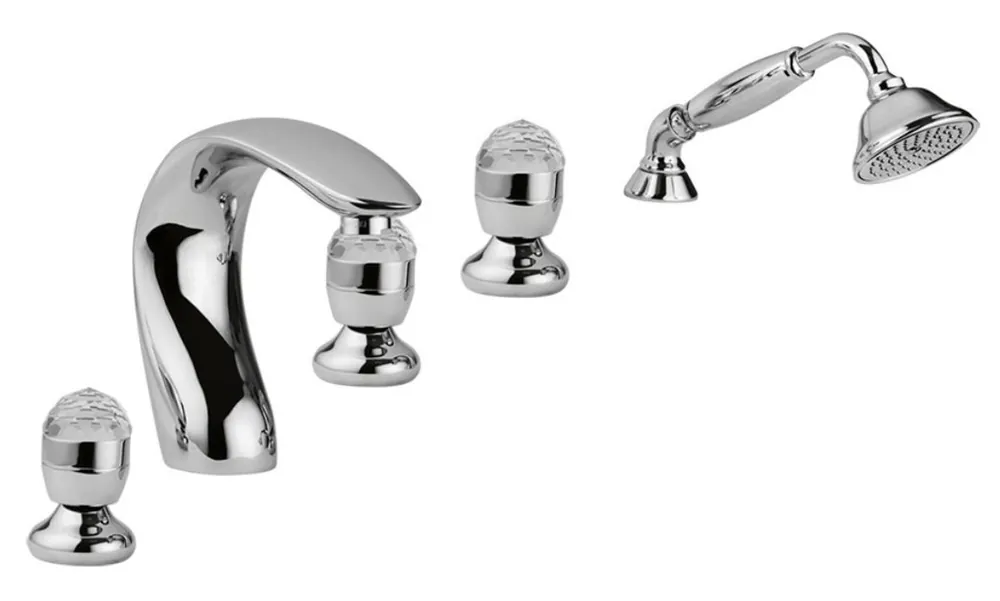 Luxury Bathtub Faucets Set 5-Hole Combination Silver - Bathroom Bathtub Faucets with Swarovski Crystal Glass Versand Am Gleichen Tag
