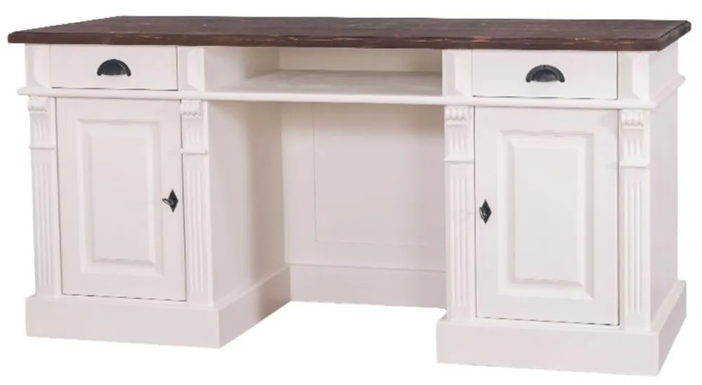 Meistverkauft Casa Padrino country style desk with 2 doors and 2 drawers white / brown 160 x 70 x H. 78 cm - Office Furniture in Country Style