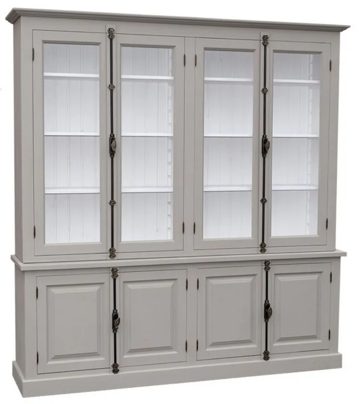 Casa Padrino country style living room display cabinet gray / white 223 x 50 x H. 228 cm - Living Room Cabinet with 8 Doors Geprüft