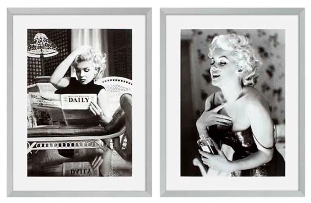 Casa Padrino Pictures Set of 2 Marilyn Monroe Silver 69 x H. 89 cm - Luxury Wall Decoration Schnäppchen