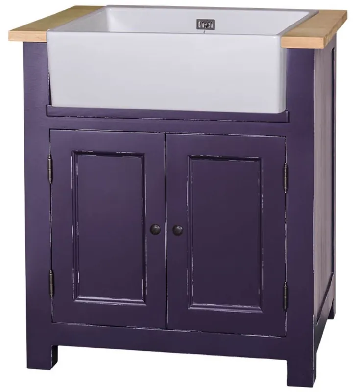 Casa Padrino Country Style Sink Cabinet Antique Purple / Natural 81 x 65 x H. 90 cm - Shabby Chic Kitchen Cabinet with 2 Doors Garantierte Lieferung