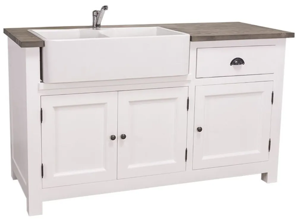 Neu Casa Padrino country style sink cabinet white / black 155 x 65 x H. 90 cm - Sink / Kitchen Cabinet with 3 Doors and Drawer