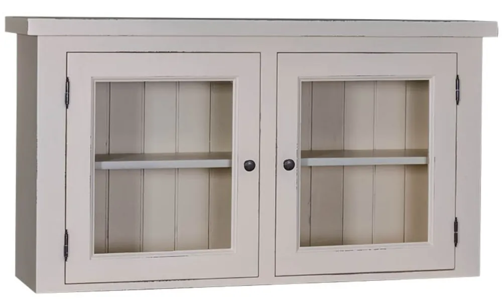 Casa Padrino Country Style Kitchen Hanging Wall Cabinet Antique Light Gray 120 x 31 x H. 65 cm - Country Style Kitchen Cabinet with 2 Glass Doors Finale Aktion