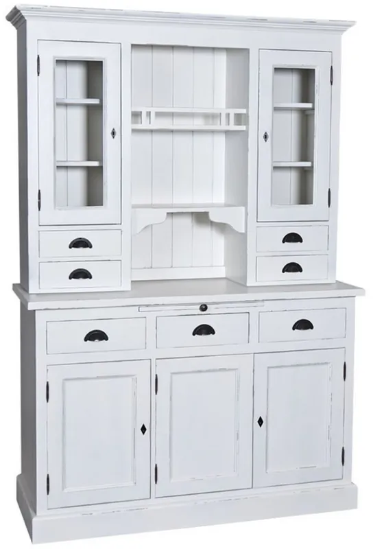 Casa Padrino Country Style Kitchen Cabinet Antique White 137 x 50 x H. 197 cm - 2 Piece Kitchen Cabinet with 5 Doors and 7 Drawers Neu Im Sortiment
