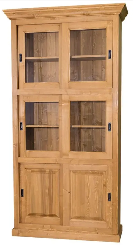 Preisknaller Casa Padrino Country Style Bookcase Light Brown 110 x 40 x H. 210 cm - Living Room Cabinet with 6 Sliding Doors