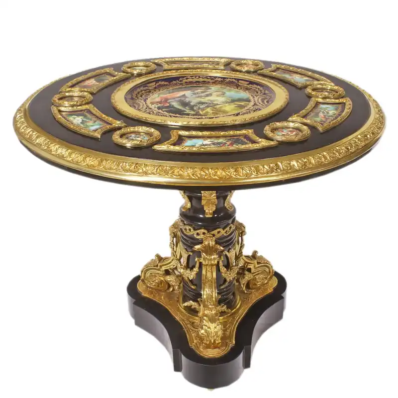 Top-Angebot Casa Padrino Baroque side table reddish brown / gold diameter 108cm, height 89 cm handmade, handpainted Limited Edition
