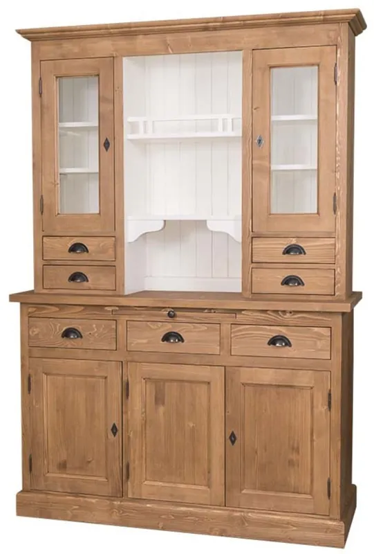 Casa Padrino Country Style Kitchen Cabinet Brown / White 137 x 50 x H. 197 cm - 2 Piece Kitchen Cabinet with 5 Doors and 7 Drawers Direktkauf