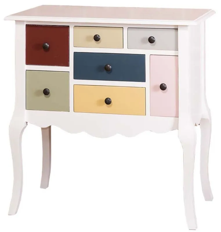 Casa Padrino Designer Dresser with 7 Drawers White / Multicolor 80 x 48 x H. 82 cm - Country style furniture Billig